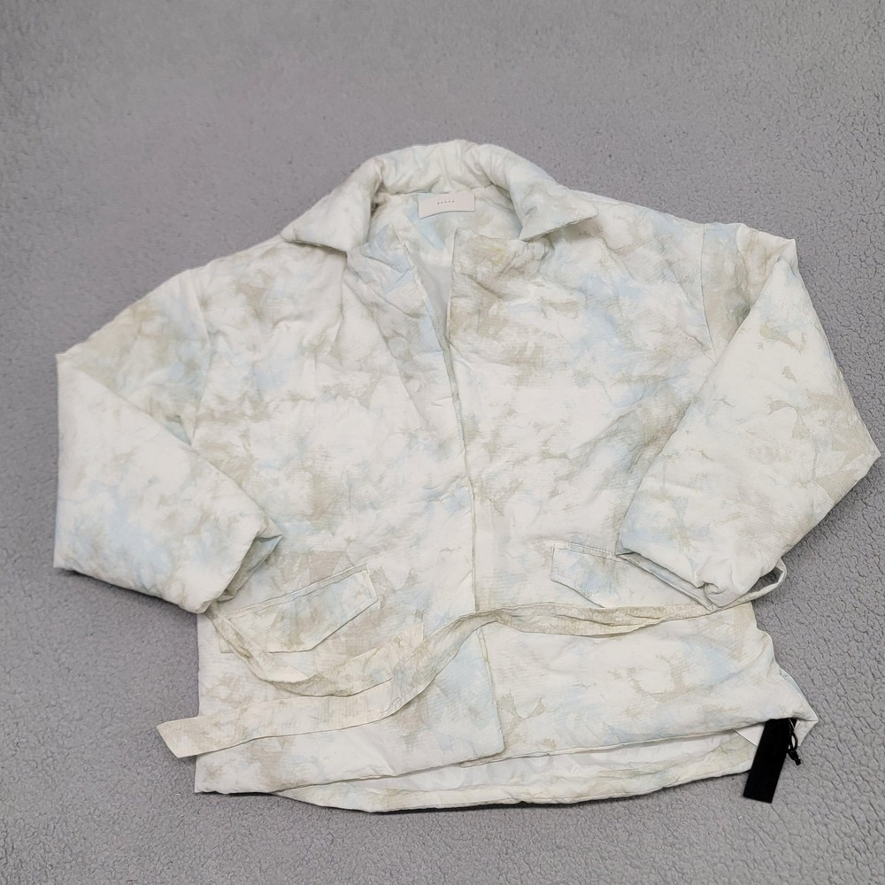 BLANKNYC Jacket Womens Medium White Belted Puffer Coat Snap‎ Front Mid Length